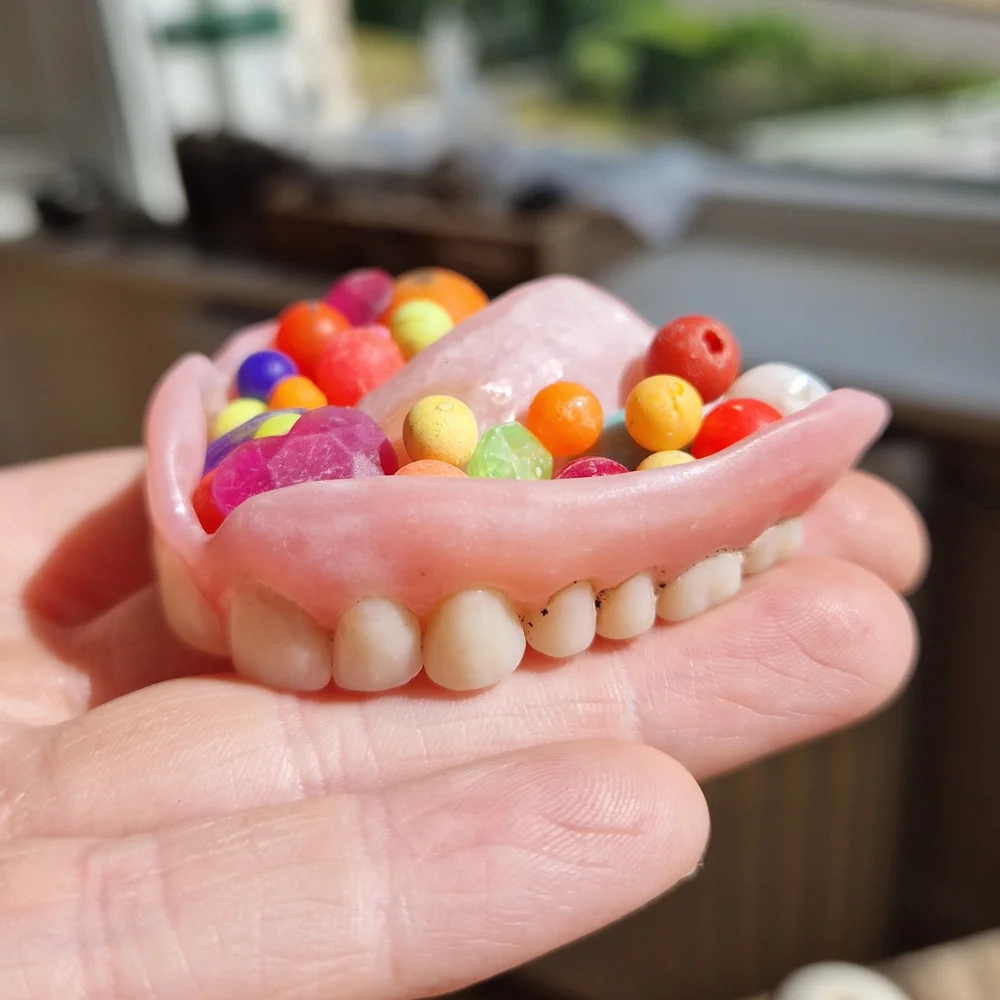 Beachcombing find: 16 Sea Worn Teeth & Plastic Beads